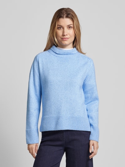 Tom Tailor Regular fit gebreide pullover van zachte viscosemix met opstaande kraag Lichtblauw - 4