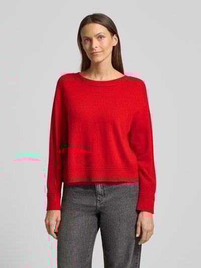Marc Cain Wollpullover aus Schurwoll-Kaschmir-Mix mit U-Boot-Ausschnitt Rot 4