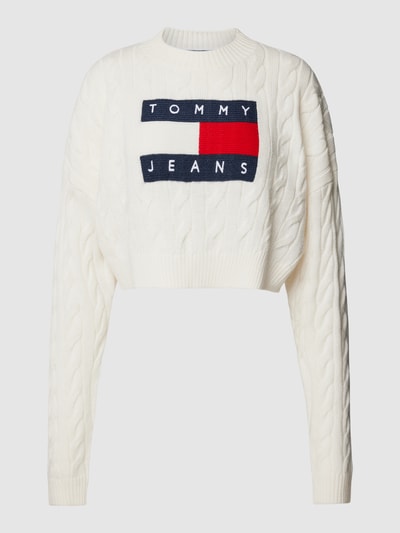 Tommy Jeans Korte gebreide pullover met labelstitching Offwhite - 2