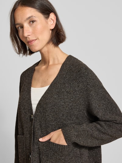 Vero Moda Comfort fit gebreid jack met V-hals, model 'BOOM' Middengrijs gemêleerd - 3