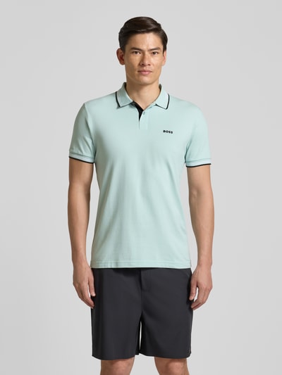 BOSS Green Slim Fit Poloshirt aus reiner Baumwolle Modell 'PAUL' Mint 4