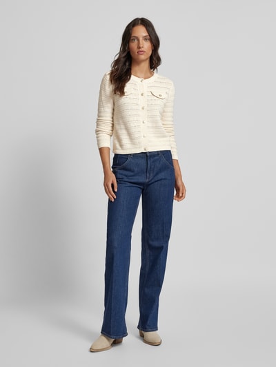 Vero Moda Regular fit gebreid jack met gestileerde borstzakken, model 'VIOLETTA' Ecru - 1