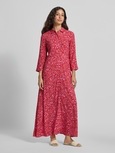 YAS Maxi-jurk met doorknoopsluiting, model 'SAVANNA' Felroze - 4