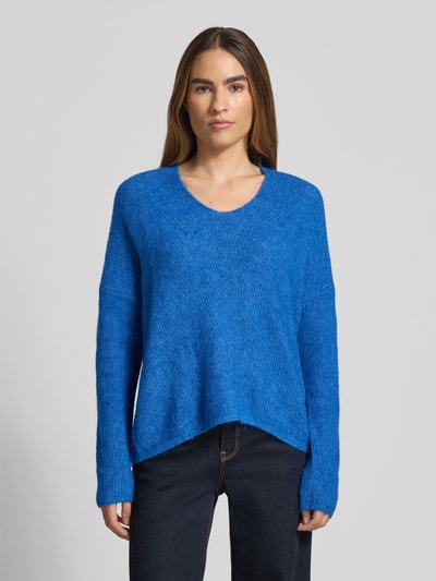 MOS MOSH Oversized gebreide pullover met ribboorden, model 'THORA' Koningsblauw - 4