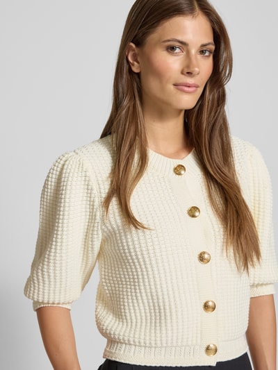 Bash Strickjacke mit durchgängiger Knopfleiste Modell 'Garance' Ecru 3