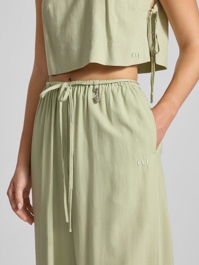 LeGer by Lena Gercke Wide leg stoffen broek van een mix van viscose en linnen, model 'Emelie' Rietgroen - 3