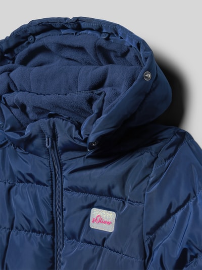 s.Oliver RED LABEL Regular fit gewatteerd jack met sierriem Marineblauw - 2