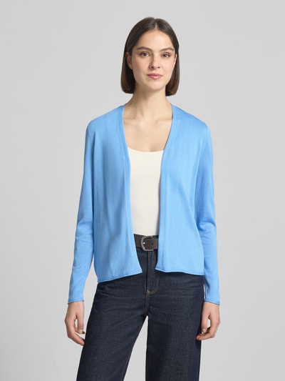 Vrouwenmodel draagt Regular Fit Cardigan aus Baumwoll-Viskose-Mix van s.Oliver RED LABEL, look: effen, knitwear, zonder sluiting, ronde hals, lange mouw, rolzoom, katoen- en viscosemix, ganzlichaamsaanzicht van voren.