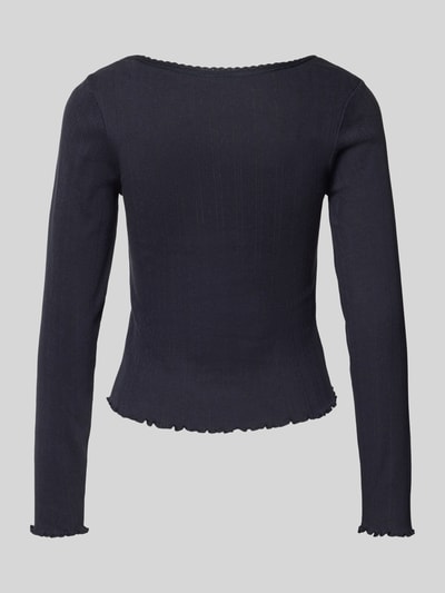 Jake*s Casual Pyjamabovendeel met kant en golvende zoom Donkerblauw - 3