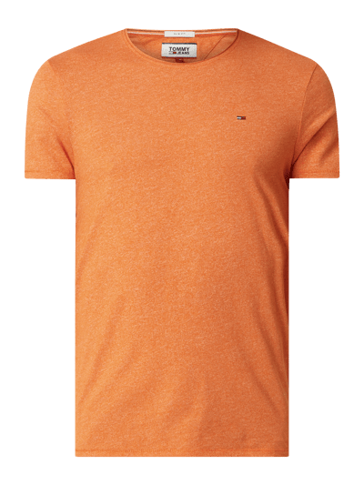 Tommy Jeans T-shirt o kroju slim fit z wyhaftowanym logo  Pomarańczowy 2