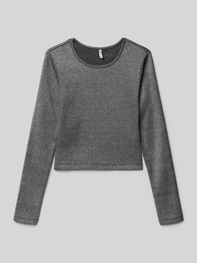 Only Bluzka z długim rękawem o kroju slim fit z mieszanki bawełny model ‘TRINNY’ Czarny 1