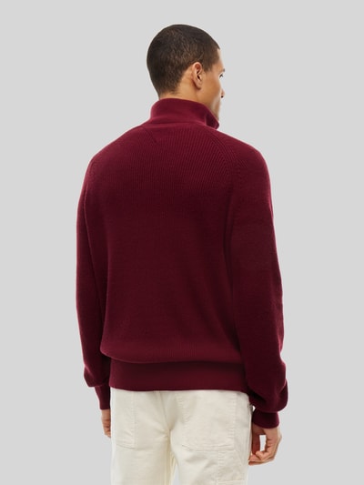 Tommy Hilfiger Regular Fit Troyer mit Woll-Baumwoll-Anteil  Bordeaux 5
