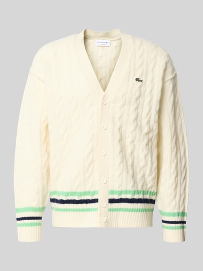 Lacoste Relaxed fit gebreid jack van wolmix Offwhite - 2