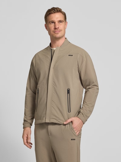 BOSS Green Relaxed Fit Sweatjacke in Waffelstruktur Modell 'TERRACE' Hellgruen 4