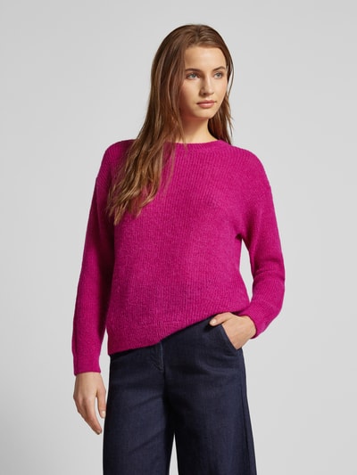 MAERZ Muenchen Gebreide pullover met extra brede schouders Fuchsia - 4