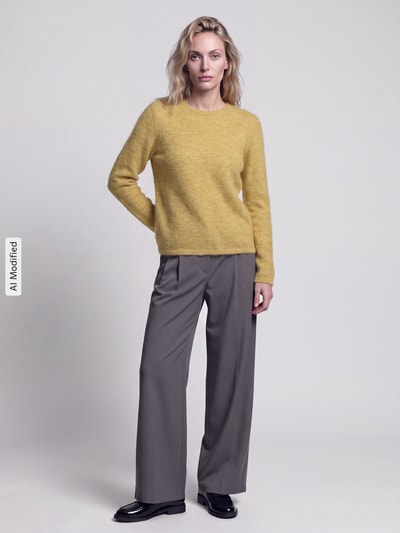 Selected Regular fit pullover van wolmix model 'LULU' Lichtgroen - 1