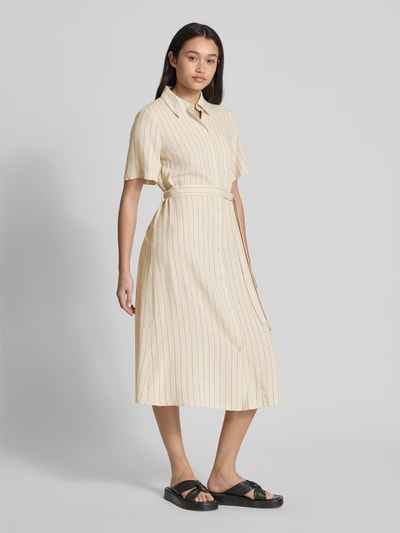 Pieces Tailliertes Freizeitkleid aus Viskose-Leinen-Mix Modell 'PIA' Beige 1