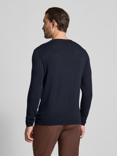 Christian Berg Men Regular fit pullover van puur katoen in gebreide look Marineblauw - 5