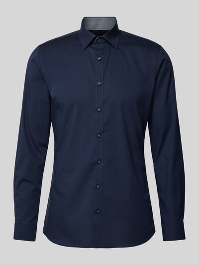 OLYMP No. Six Super Slim Fit Business-Hemd mit Knopfleiste Marine 2