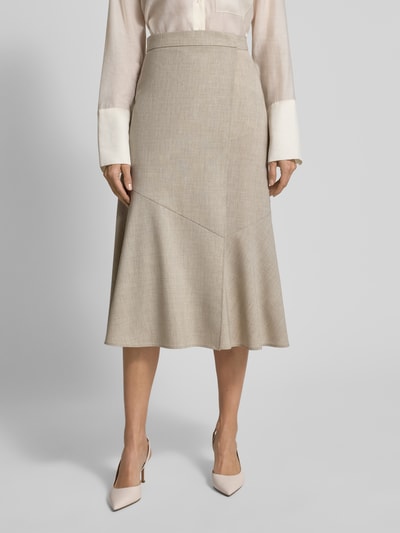 BOSS Uitlopende midirok van pure scheerwol, model 'VULERAN' Beige - 4