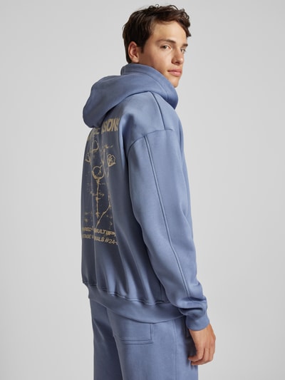 Multiply Apparel Oversized Sweatjacke mit Label-Print Blau 3