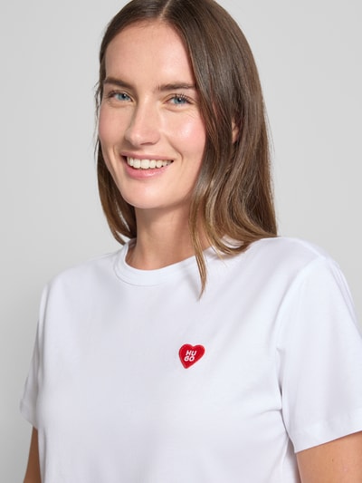 HUGO Regular fit T-shirt van puur katoen, model 'DAMACIA' Wit - 3