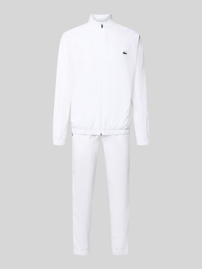 Produktfoto, Regular Fit Trainingsanzug mit Logo-Detail von Lacoste Sport in Weiß, zweiteilig, elastische Abschlüsse, Reißverschluss, Sweat-Material