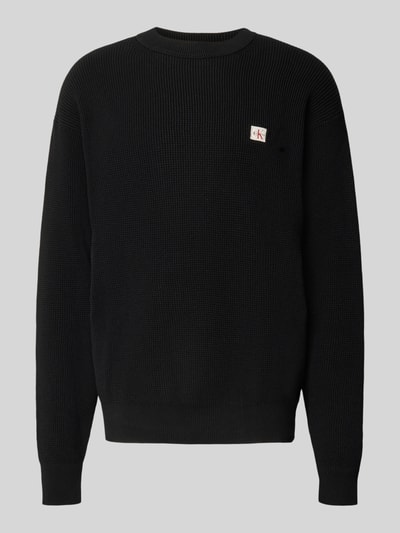 Calvin Klein Jeans Gebreide pullover met structuurmotief en ronde hals Zwart - 2
