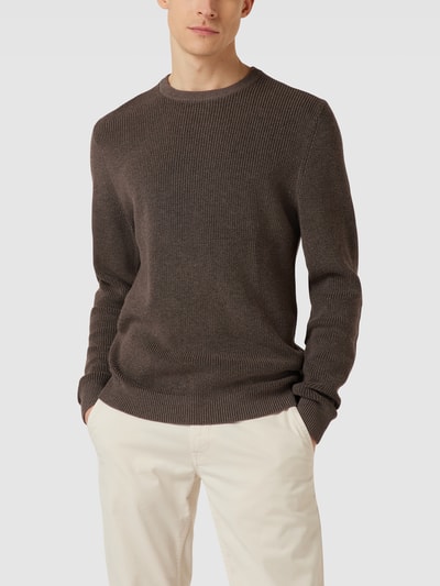 Christian Berg Men Gebreide pullover met labelpatch Hazelnoot gemêleerd - 4