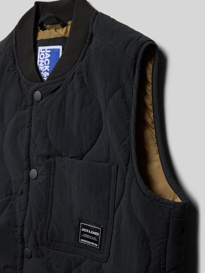 Jack & Jones Kamizelka pikowana z kieszenią na piersi model ‘HERO’ Czarny 2