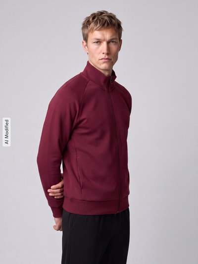 BOSS Green Sweatjacke mit Logo-Prägung Bordeaux 4