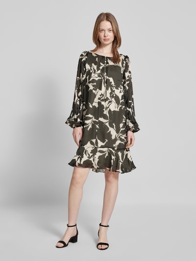 Swing Knielanges Cocktailkleid mit Schlüsselloch-Ausschnitt Black 1