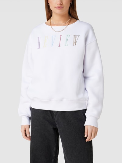 REVIEW Sweatshirt mit Logo-Stitching Modell 'EMBRO' Weiss 4