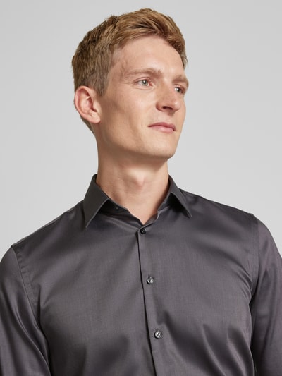 Jake*s Slim fit zakelijk overhemd met kentkraag Antraciet - 3