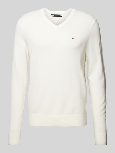 Tommy Hilfiger Gebreide pullover met logostitching, model 'PIMA' Offwhite - 2