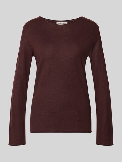 Produktfoto, Regular Fit Pullover aus reiner Schurwolle von Marc O'Polo, Damen Pullover, dunkelbraune Farbe, glatte Textur, gerade Form