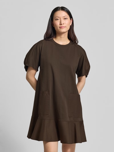 MM by Max Mara Sukienka tunikowa do kolan z bufiastymi rękawami model 'ONORE' Ciemnobrązowy 4