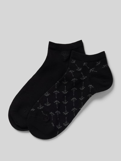 Productfoto, sokken uit katoenmix in set van 2 van JOOP! Collection, dames sokken met stretch, ribboordjes en labelstitching, zwart.