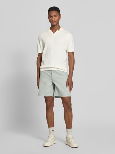 Casual Friday Regular Fit Strick-Poloshirt mit Strukturmuster Modell 'MOSVIK' Offwhite 1