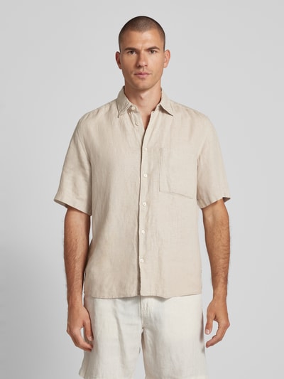 Marc O'Polo Regular fit vrijetijdsoverhemd van linnen met borstzak Zand - 4