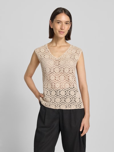 s.Oliver BLACK LABEL Regular Fit Häkel-Top aus Baumwoll-Mix Sand 4