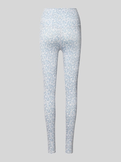 Produktfoto, Slim Fit Leggins mit breitem Bund Modell 'Freesoft' von VARLEY, elastischer Material-Mix, hellblau-gemustert auf grauem Hintergrund.