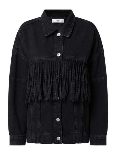 Mango Jeansjacke mit Fransen Modell 'Flecos' Black 2