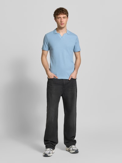 Blend Regular Fit Polo-Shirt mit Strukturmuster Modell 'Heskild' Jeansblau 1