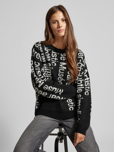 Copenhagen Muse Sweter z dzianiny z wyhaftowanym logo model ‘IBRA’ Złamany biały 3