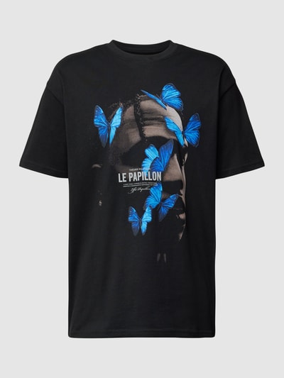 Mister Tee T-shirt z nadrukiem z motywem model ‘LE PAPILLON’ Czarny 2
