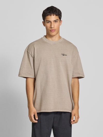 Pegador Oversized T-shirt met labelstitching, model 'Signar' Steengrijs - 4