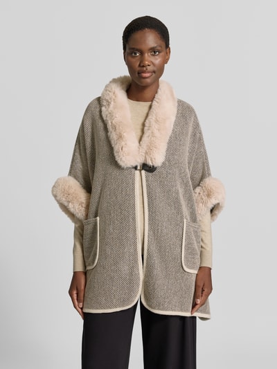 Apricot Relaxed Fit Poncho mit Kunstfell Sand 4