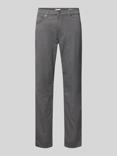 Produktfoto, Stoffhose aus Baumwoll-Mix mit Viskose-Anteil Modell 'Cadiz' von Brax in Melange-Optik, Straight Fit, graue Webstruktur, 5-Pocket-Design