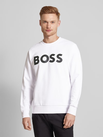 BOSS Sweatshirt met labelprint, model 'Soleri' Wit - 4